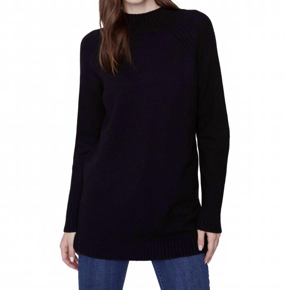 NEW CHARLIE B mock sweater in black